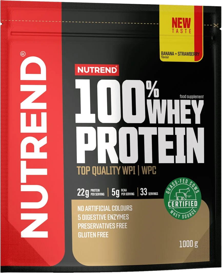 Nutrend 100% WHEY protein 1000 g, banán + jahoda