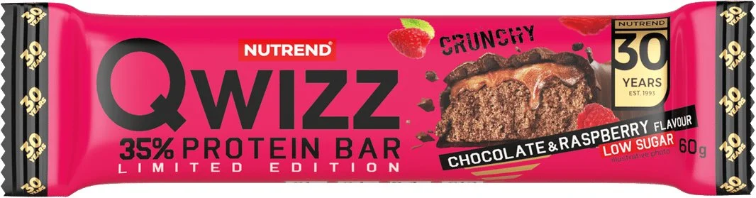 Nutrend QWIZZ protein bar 60 g, čokoláda+malina