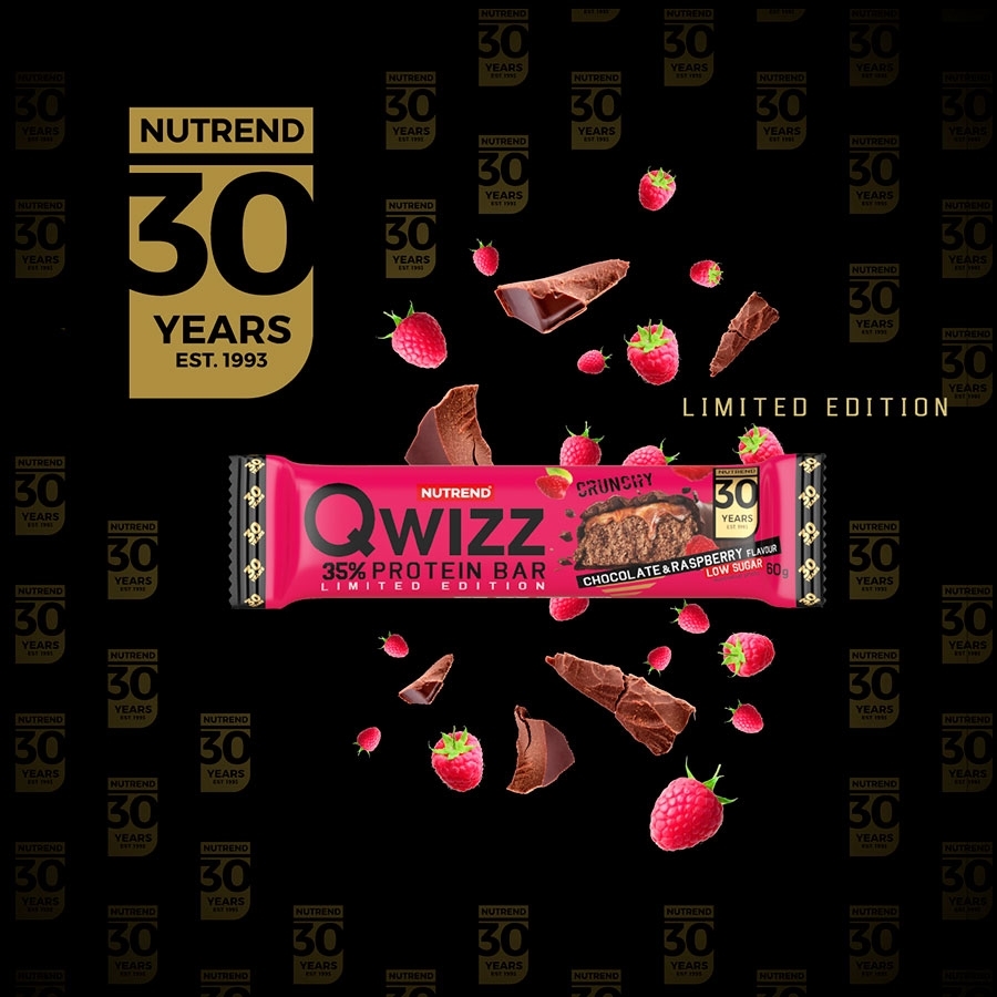 Nutrend QWIZZ proteínová tyčinka 60 g, čokoláda+malina