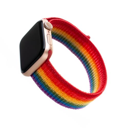 Nylonový řemínek FIXED Nylon Strap pro Apple Watch 42/44/45mm, duhový