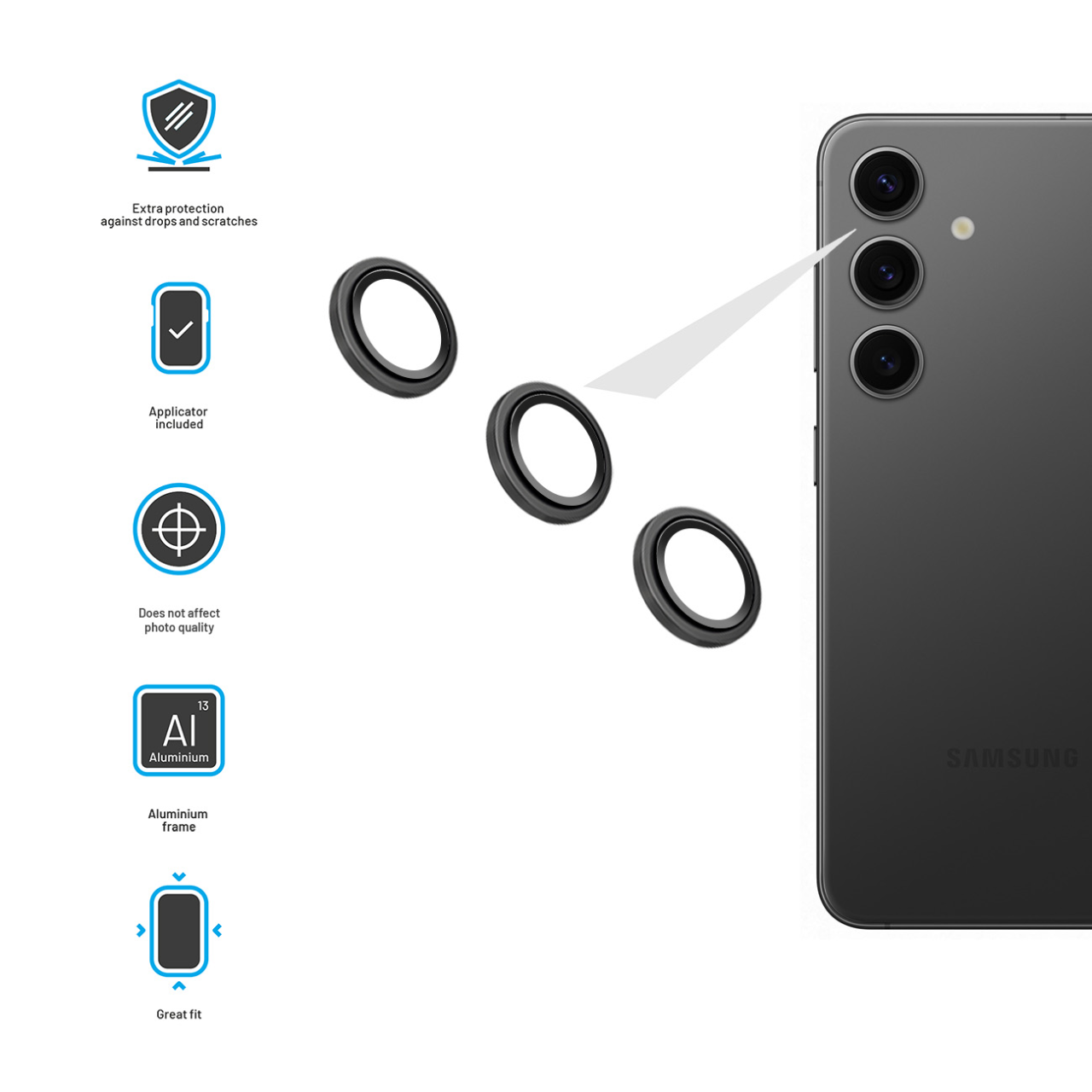 Ochranné sklo FIXED Camera Glass pre Samsung Galaxy A16 4G/5G, čierne