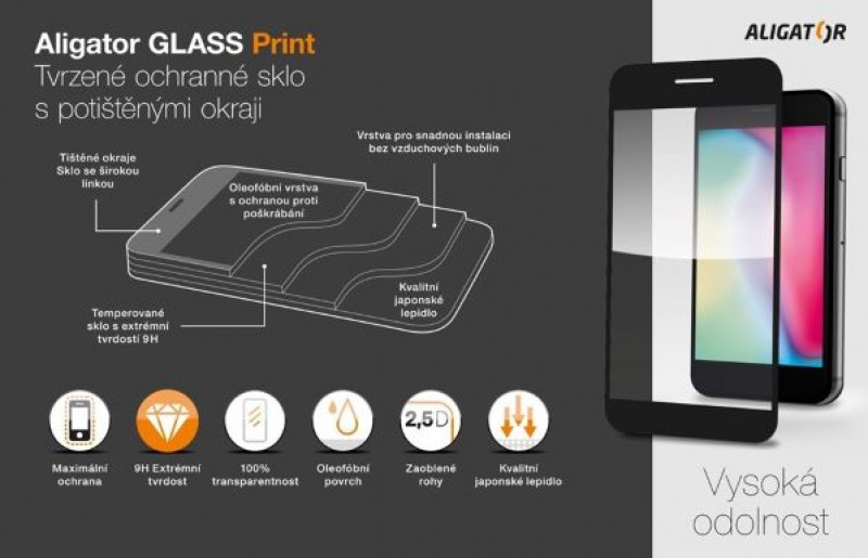Ochranné sklo GLASS PRINT Samsung Galaxy S24+, čierne, celoplošné lepenie