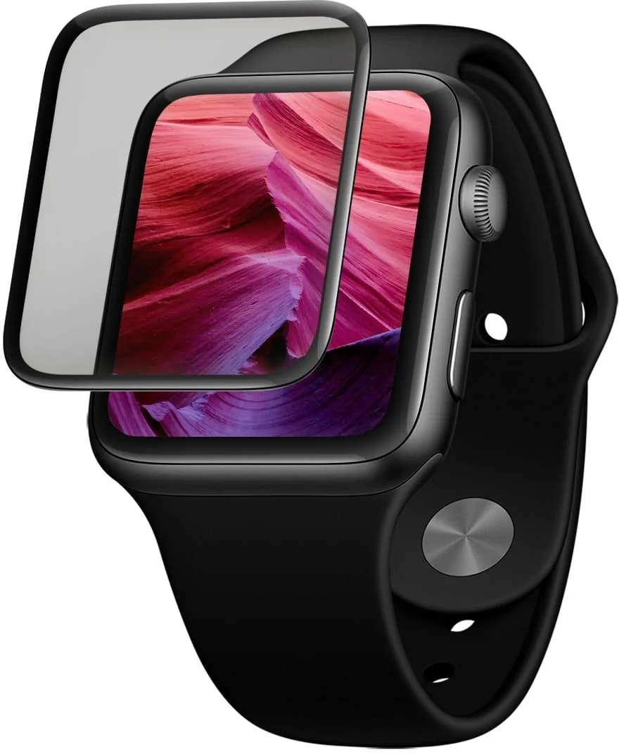 Ochranné tvrdené sklo FIXED 3D Full-Cover pre Apple Watch 40 mm s aplikátorom, s lepidlom na celý displej, čierne