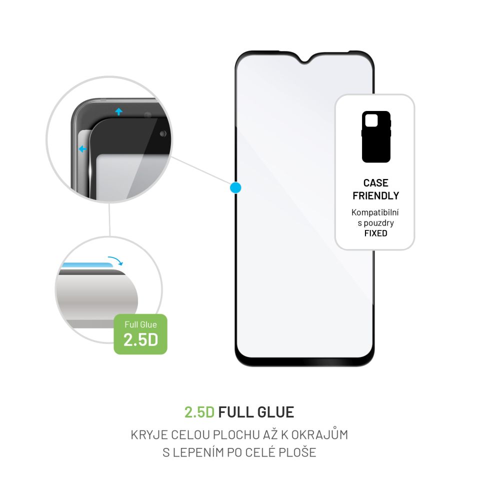 Ochranné tvrdené sklo FIXED Full-Cover pre Samsung Galaxy A14/A14 5G, priľnavé na celý displej, čierne