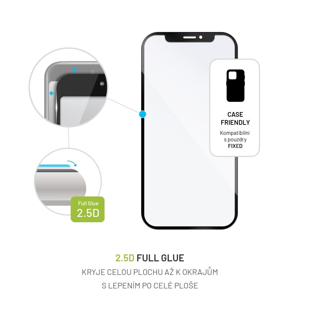 Ochranné tvrzené sklo FIXED Full-Cover pro Apple iPhone 15 Pro Max, lepení přes celý displej, černé