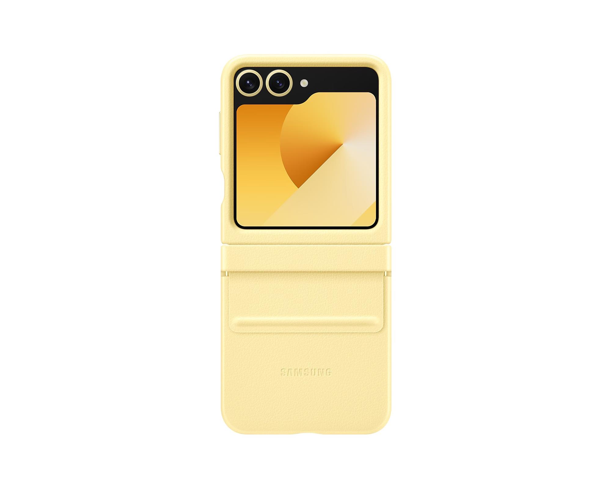 Ochranný kryt Samsung z vegánskej kože pre Z Flip6 Yellow