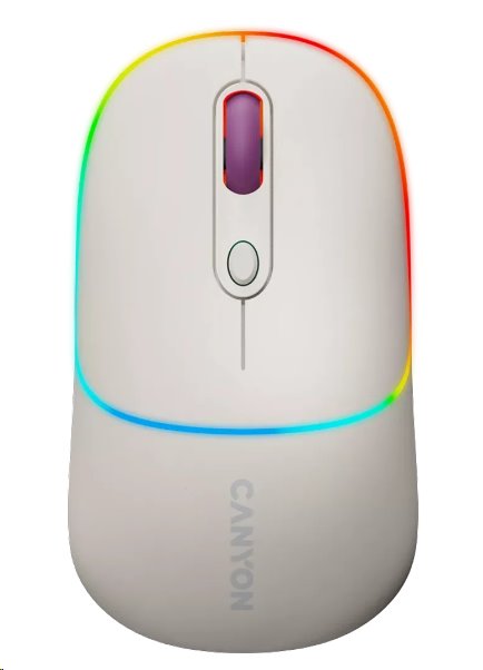 Optická bezdrôtová myš CANYON MW-22, RGB, 800/1200/1600 dpi, 4 tl, BT+2,4 GHz, batéria 650 mAh, ryža
