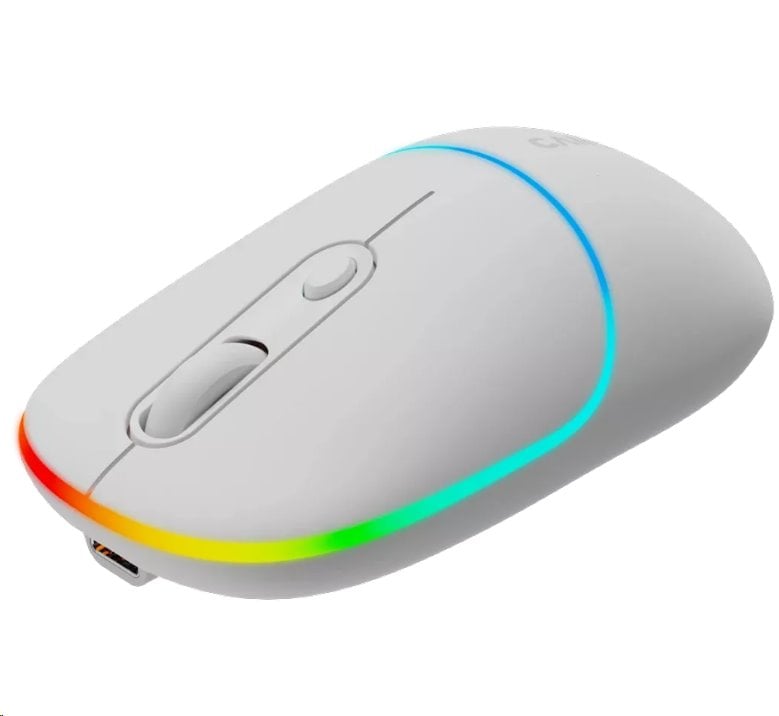 Optická bezdrôtová myš CANYON MW-22, RGB, 800/1200/1600 dpi, 4 tl, BT+2,4 GHz, batéria 650 mAh, snehovo biela