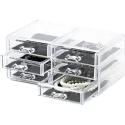 Organizér na šperky Compactor – 6 zásuvek, čirý plast