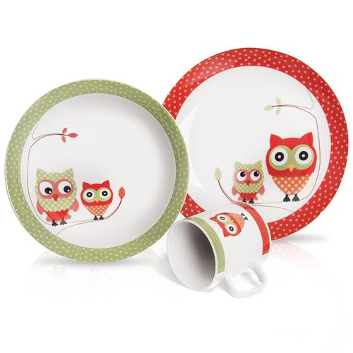 Orion Sada jídelní porcelánová dětská Sova, 3 ks 