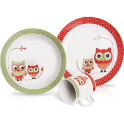 Orion Sada jídelní porcelánová dětská Sova, 3 ks 