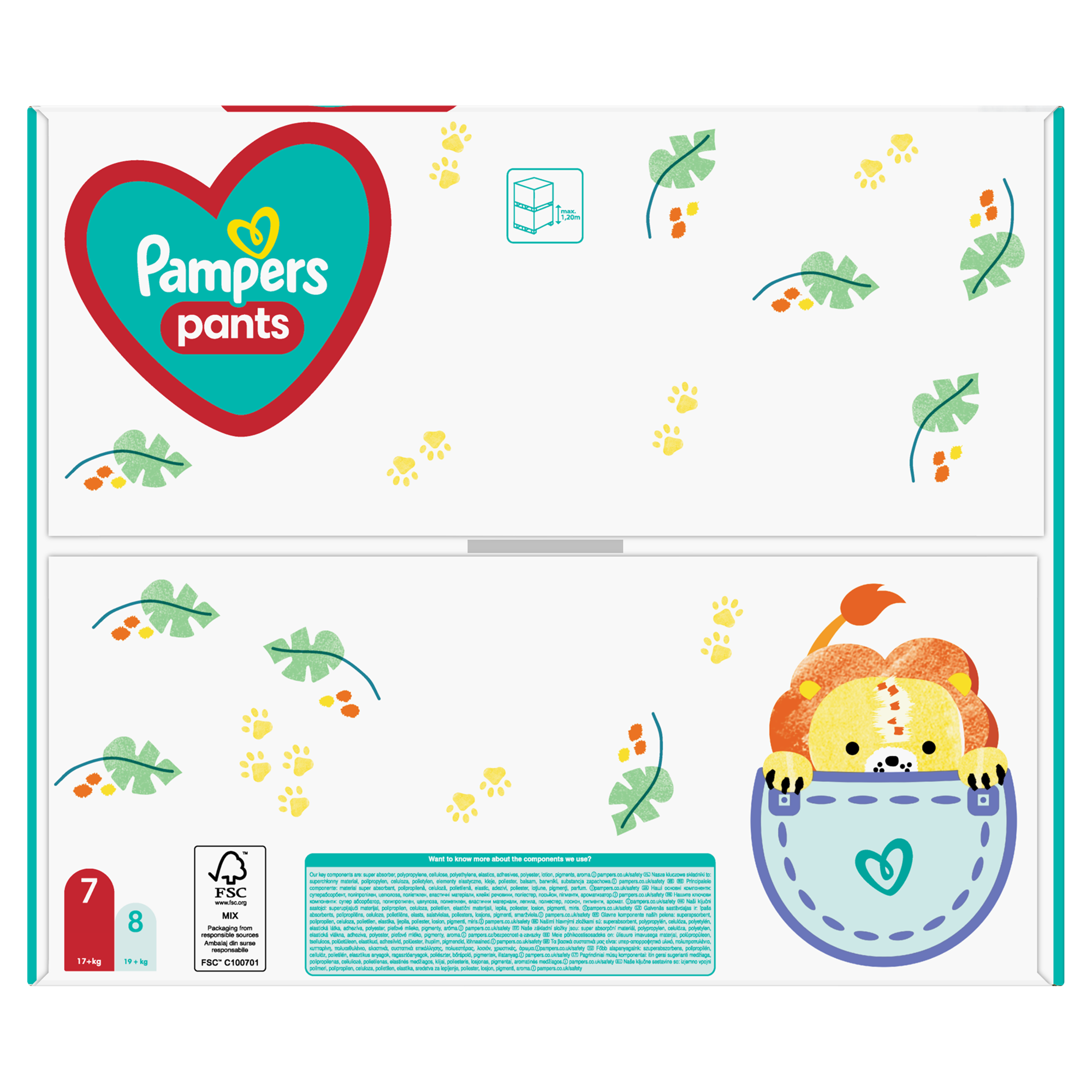 Pampers Pants Plenkové Kalhotky Velikost 7, 74ks, 17kg+