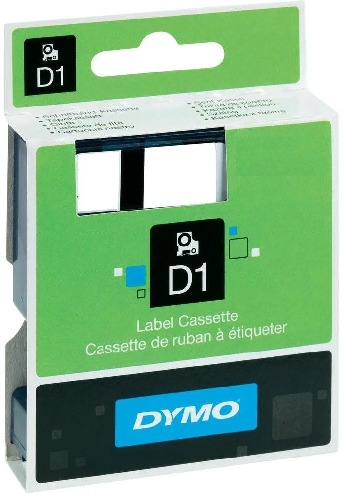 Páska do štítkovača Dymo D1, 45021, S0720610, čierna / biela, 12 mm 776850