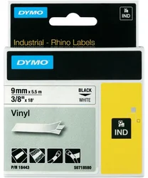 Páska do štítkovače Dymo RHINO , 18443, S0718580, bílá/černá,9 mm