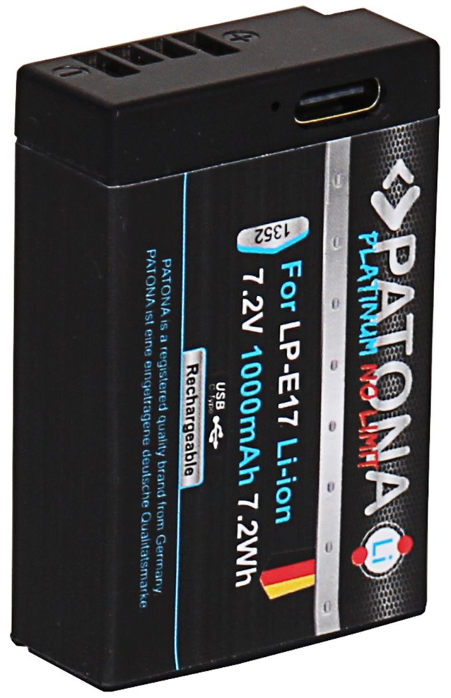 PATONA baterie pro foto Canon LP-E17 1000mAh Li-Ion Platinum USB-C nabíjení