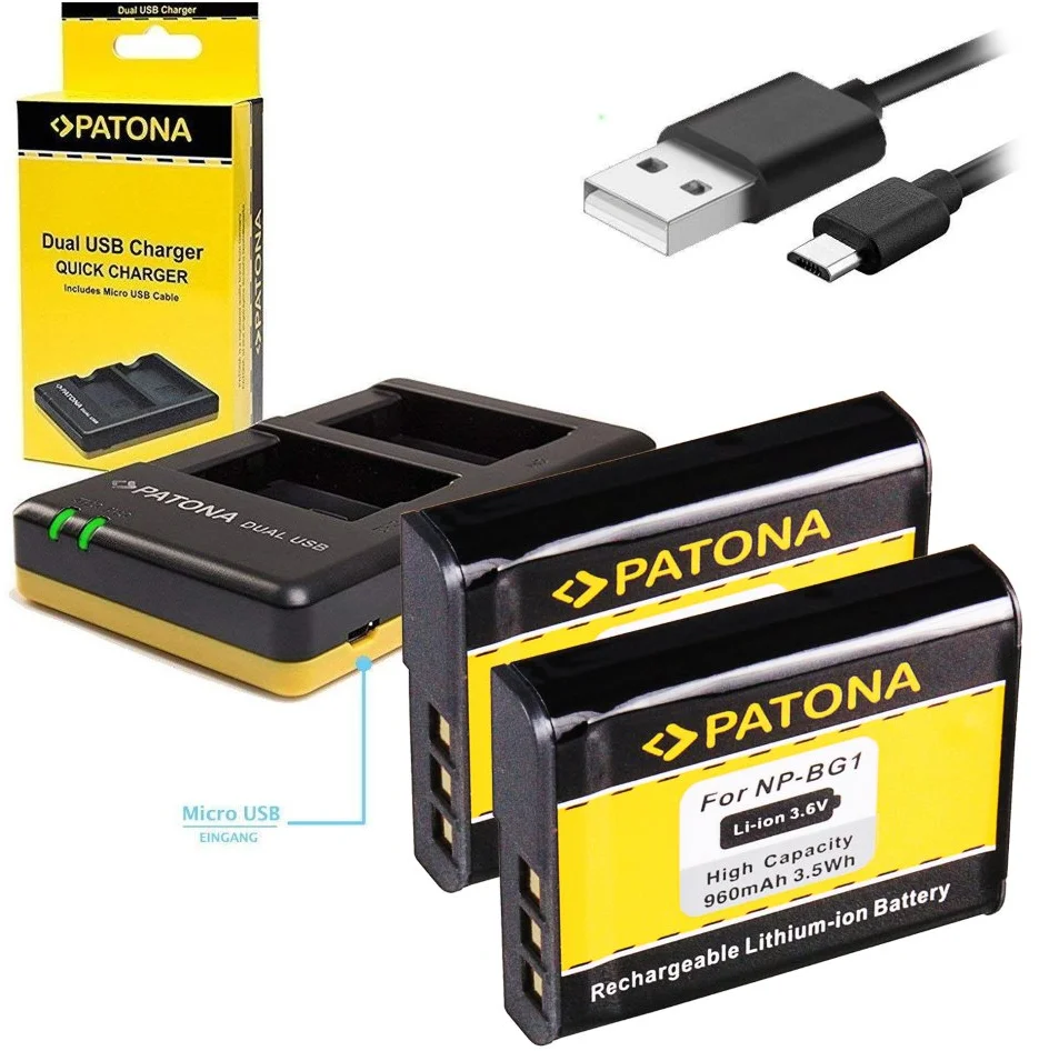 PATONA Photo Duálna rýchlonabíjačka Sony NP-BG1 2x batéria 960mAh USB