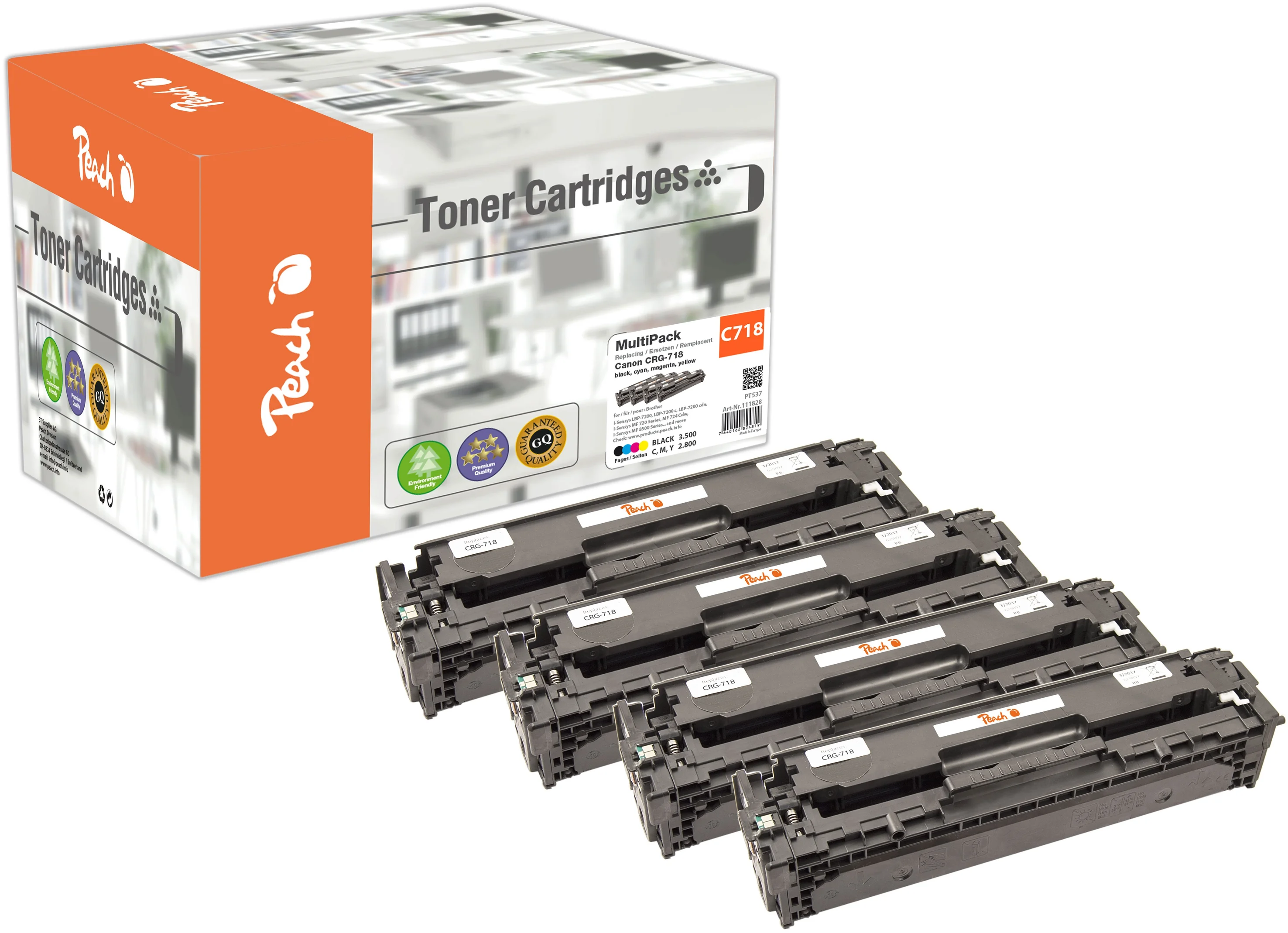 PEACH kompatibilný toner Canon CRG-718 MultiPack, bk, c, m, y