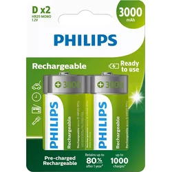 PHILIPS R20B2A300/10 Nabíjecí baterie, D, (2ks)