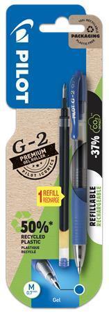 PILOT Gélové pero "G-2", modré, 0,32 mm, stláčací mechanizmus, s náplňou, BL-G2-7-L BLS-G2-7