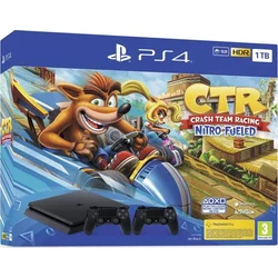 PlayStation 4 Slim 1TB, černá + druhý DS4 + hra Crash Team Racing