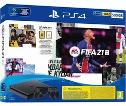 PlayStation 4 Slim 500GB, černá + FIFA 21 + druhý DS4