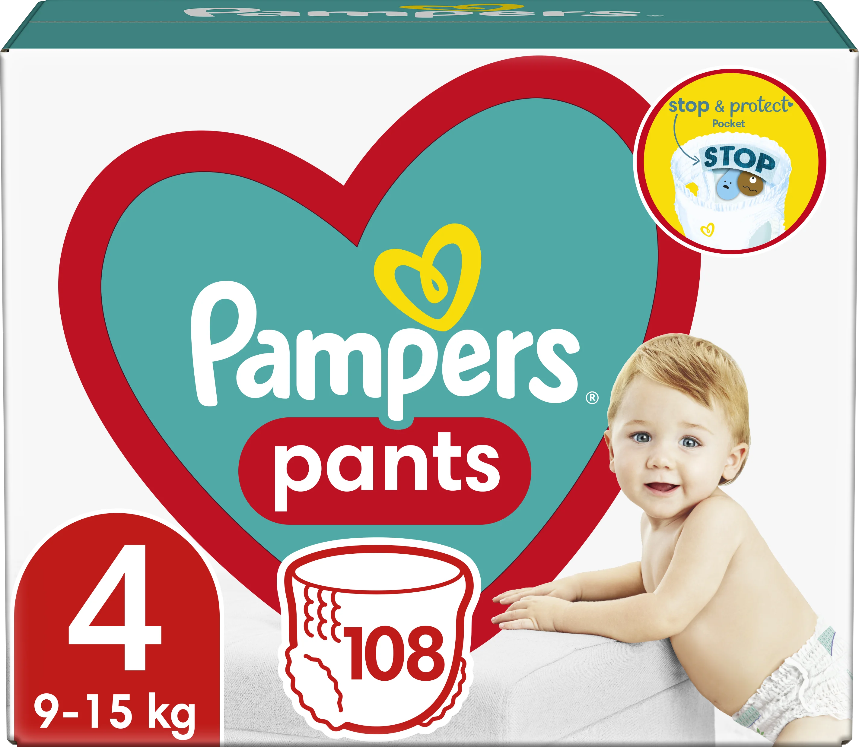 Plienky Pampers Pants Veľkosť 4, 108ks, 9kg-15kg