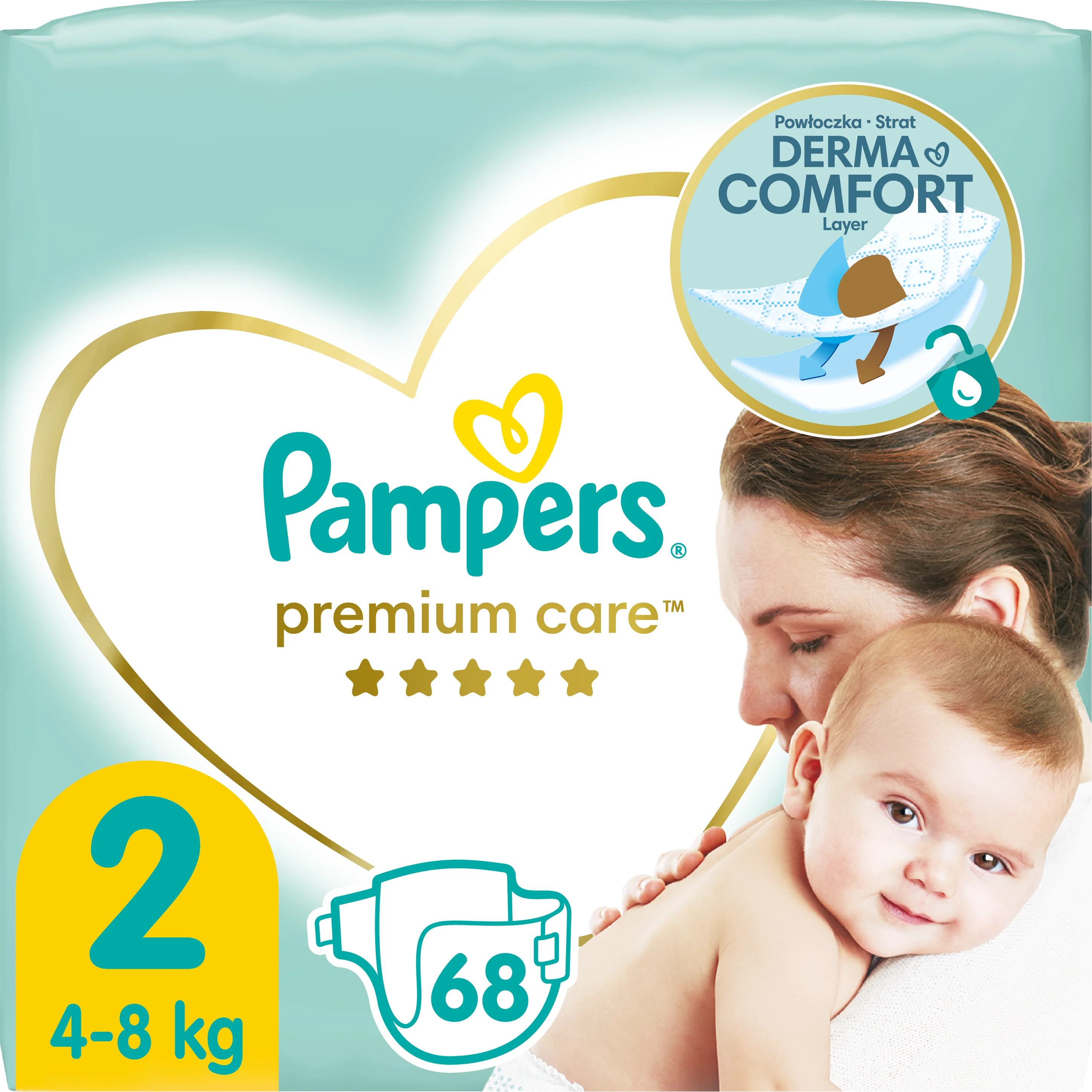 Plienky Pampers Premium Care veľkosť 2, 4kg-8kg, 68ks