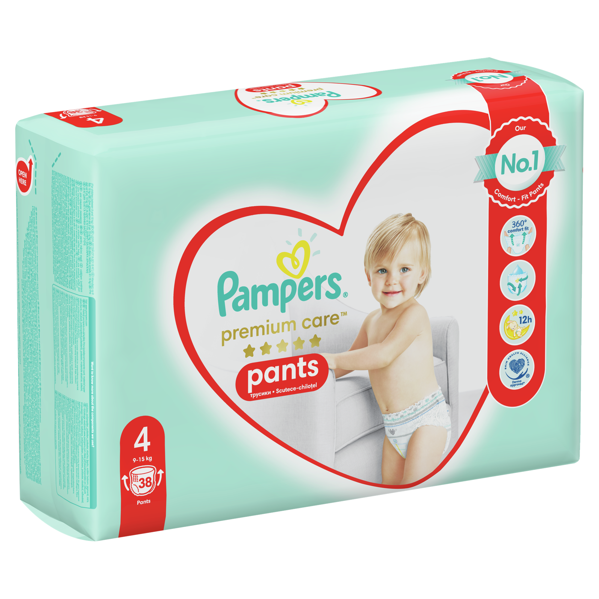 Plienky Pampers Premium Care veľkosť 4, 38 kusov, 9 kg-15 kg