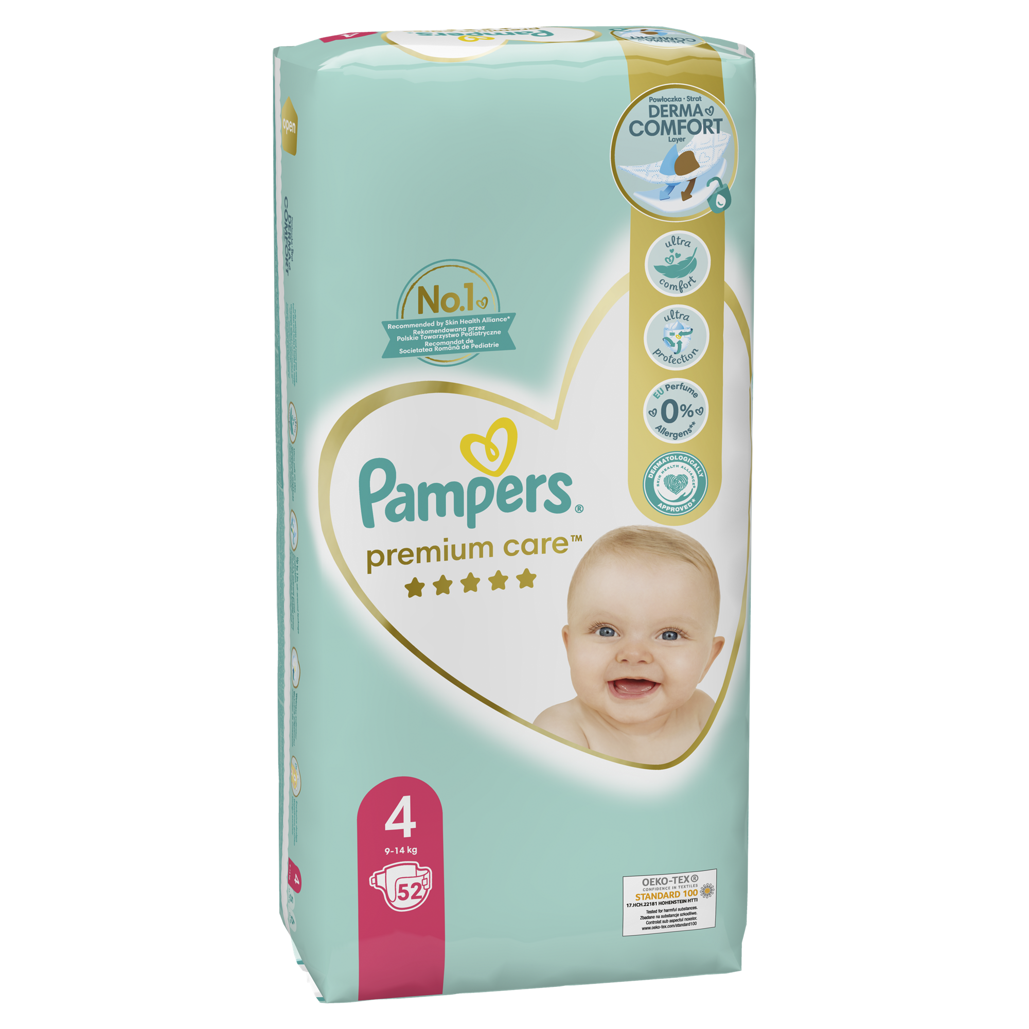 Plienky Pampers Premium Care veľkosť 4, 9kg-14kg, 52ks