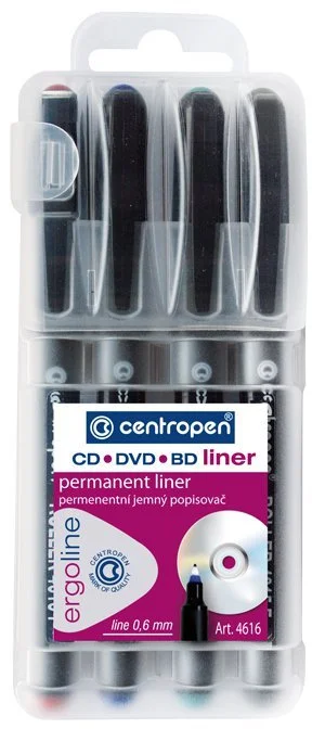 Popisovače Centropen 4616, 0,6 mm, farebná sada 4 ks