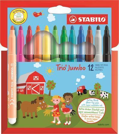 Popisovače STABILO "Trio Jumbo", sada, 3 mm, 12 farieb