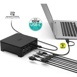 PORT CONNECT Dokovacia stanica 8v1 USB-C/A, 2x 2K, duálne video, HDMI, Ethernet, 3,5 mm jack