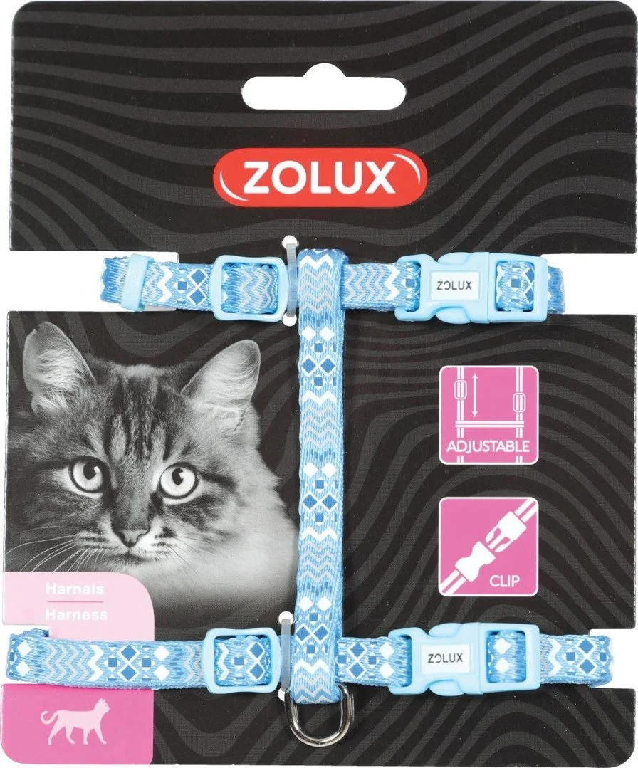 Postroj pre mačky Zolux ETHNIC nylon modrý