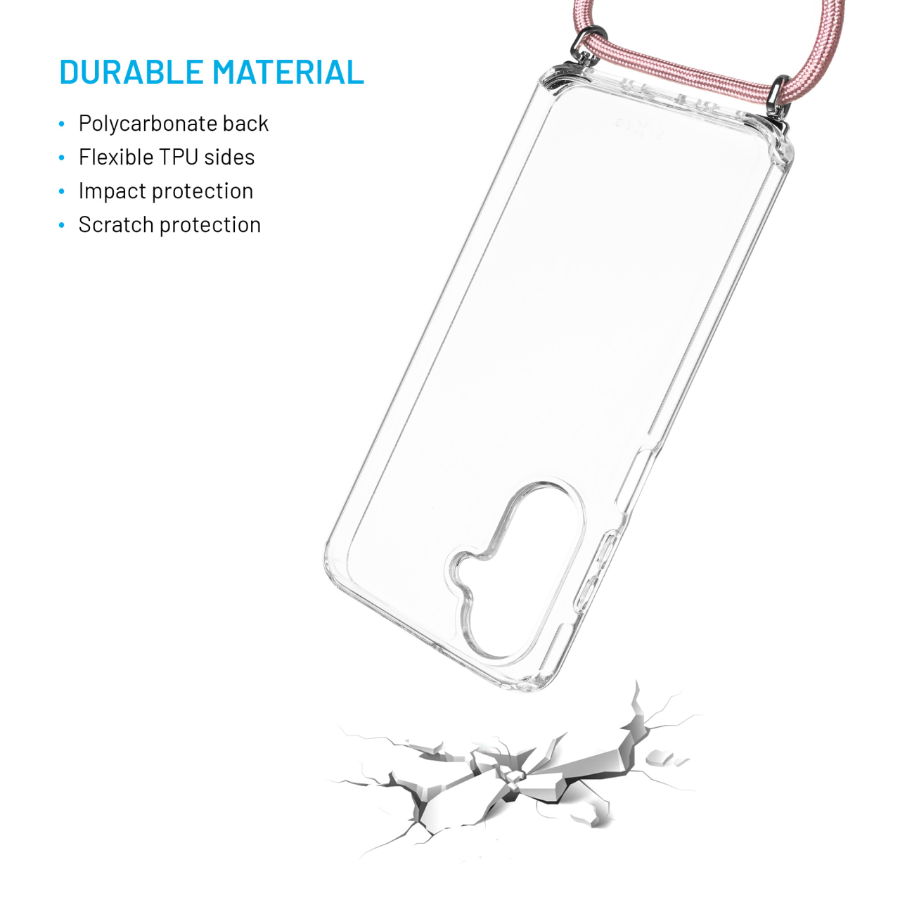 Pouzdro FIXED Pure Neck s růžovou šňůrkou na krk pro Samsung Galaxy A26 5G