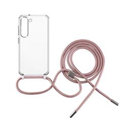 Pouzdro FIXED Pure Neck s růžovou šňůrkou na krk pro Samsung Galaxy S23