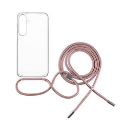 Pouzdro FIXED Pure Neck s růžovou šňůrkou na krk pro Samsung Galaxy S24+