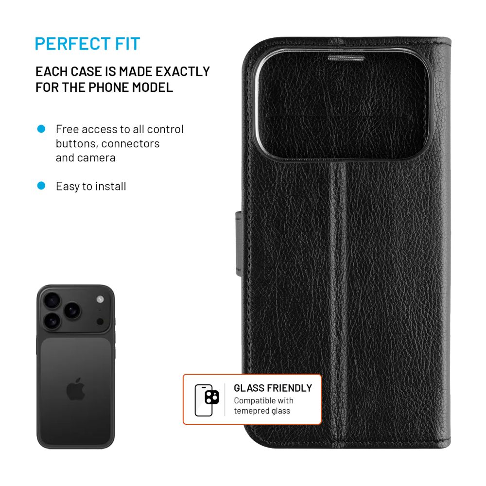 Pouzdro typu kniha FIXED Opus pro Apple iPhone 17 Pro, černé