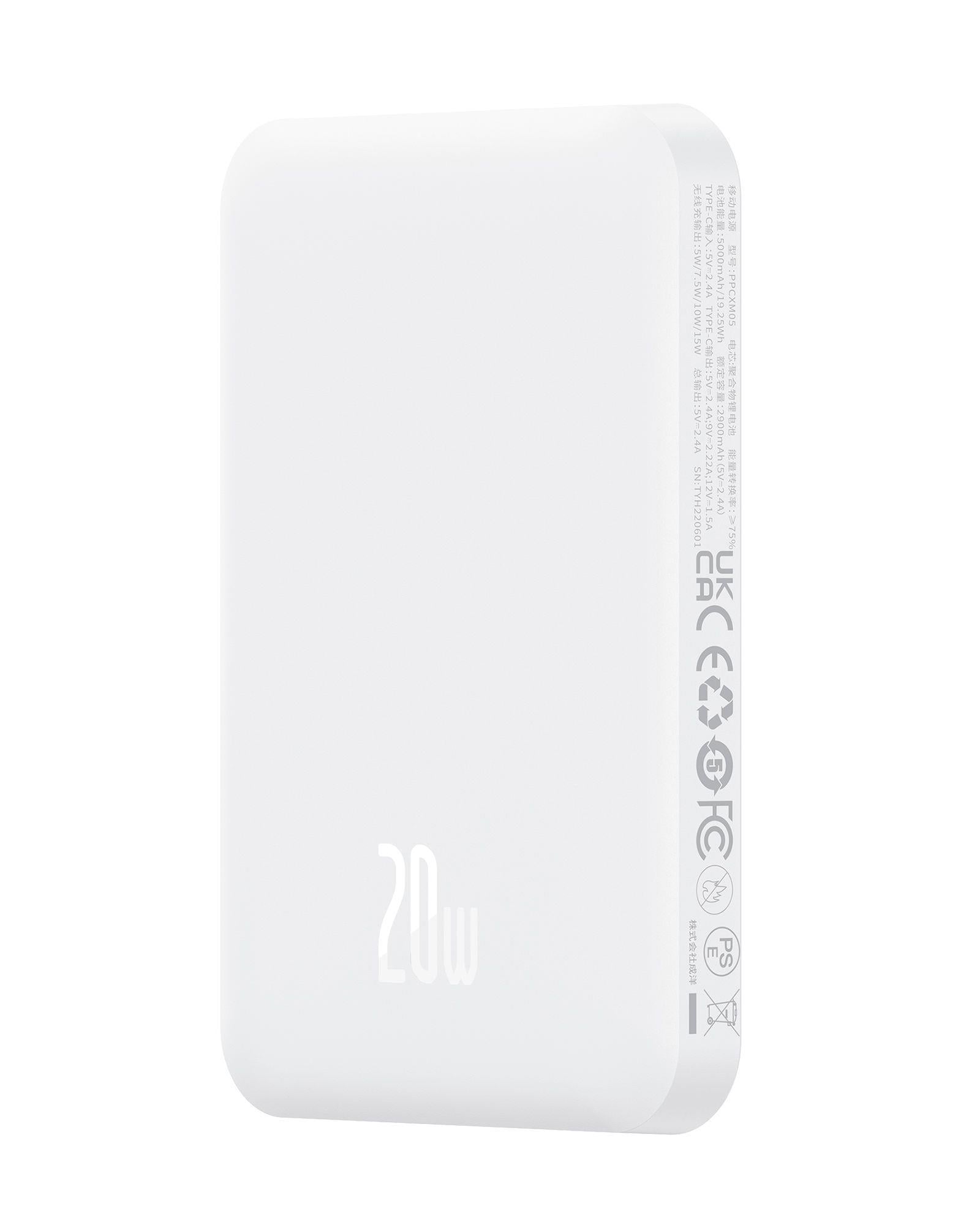 Power banka Baseus Mini s bezdrátovým nabíjením 5000mAh 20W USB-C bílá