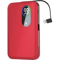 Power banka Forever Core 5000 mAh s rychlonabíjením a lightning kabelem červená GSM093724 - Powerbanky