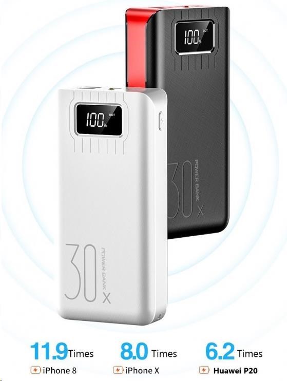 Power banka Viking go30, 30000 mAh, čierna a červená