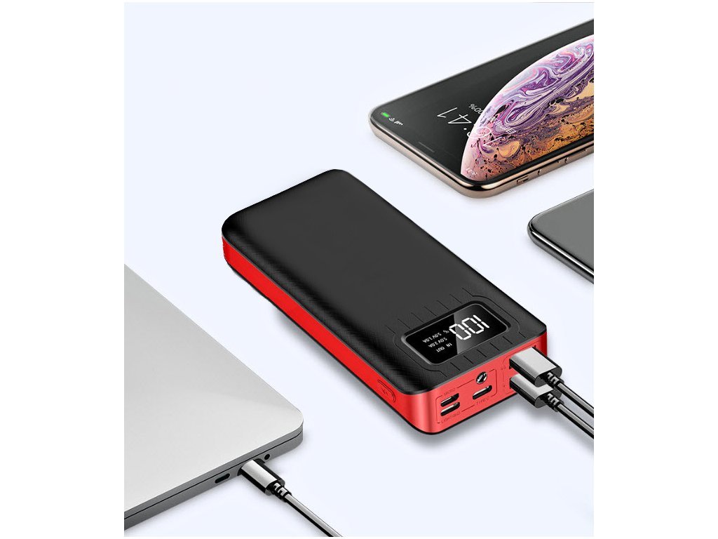 Power banka Viking go30, 30000 mAh, čierna a červená
