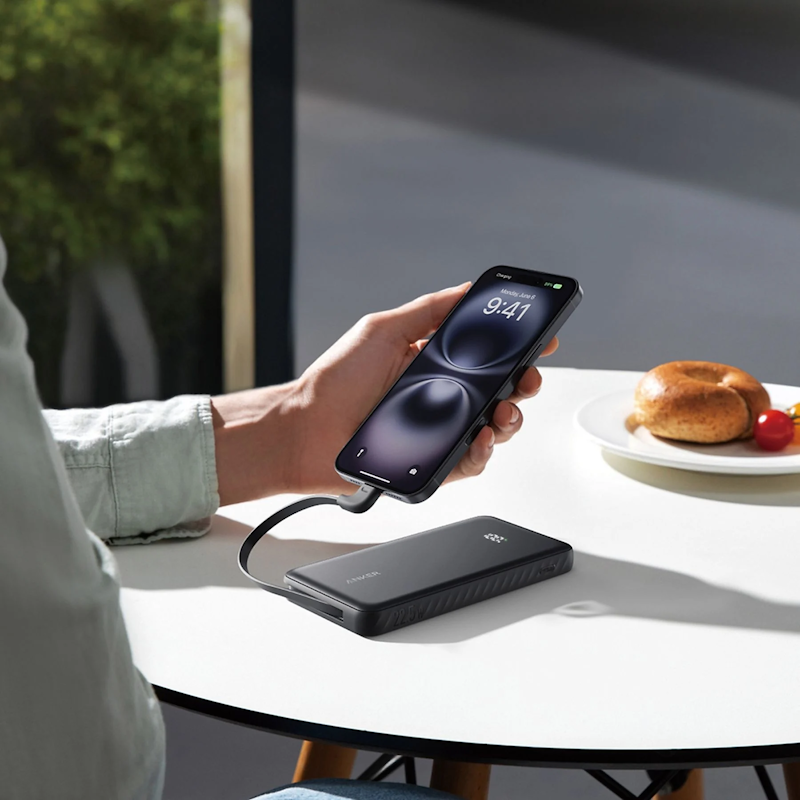 Powerbank Anker Zolo 20000mAh, 22,5W s káblom USB-C čierna