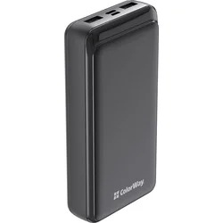 Powerbank ColorWay 20 000 mAh, 2x USB/ USB-C/ Micro-USB, čierna