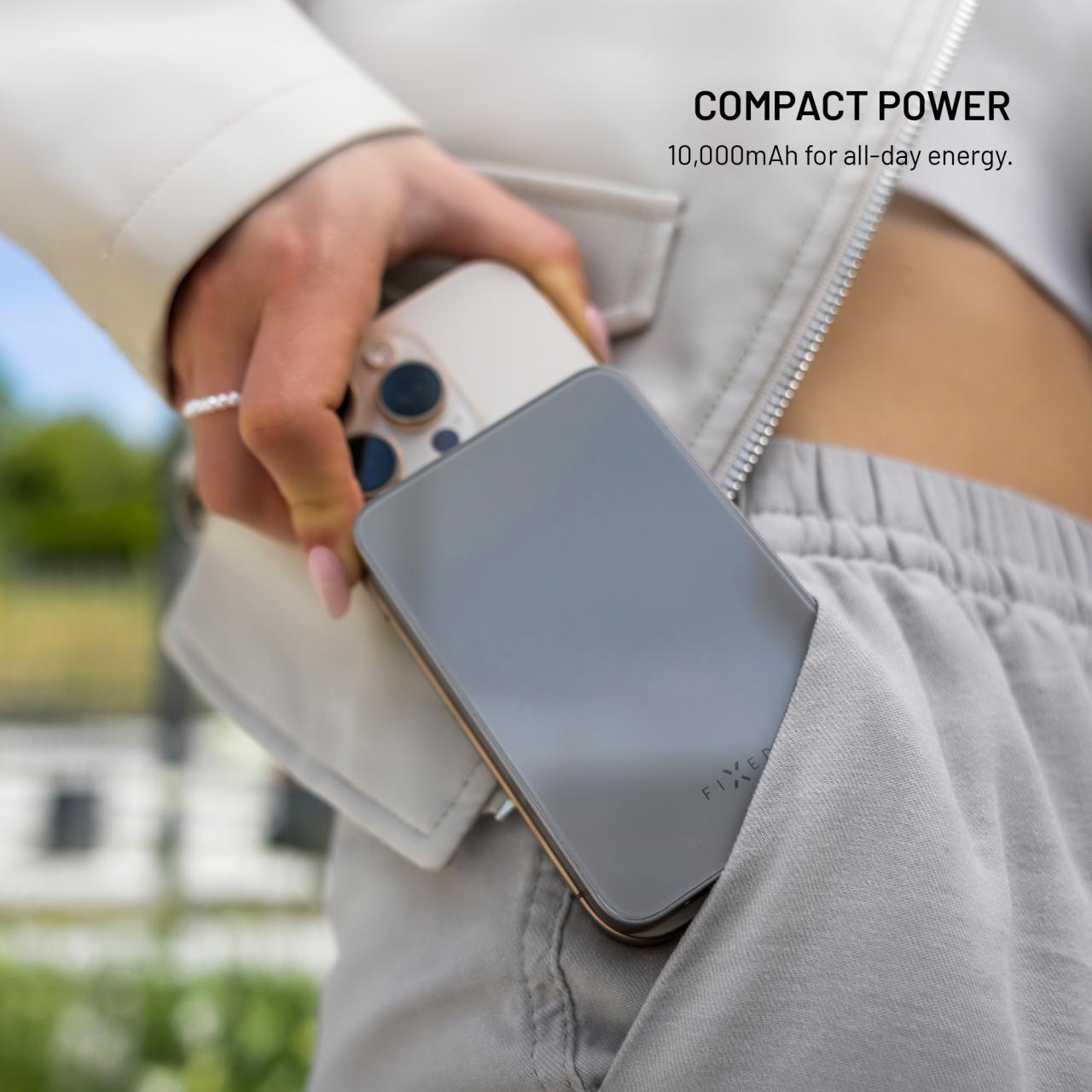 Powerbank FIXED MagZen 10 Crystal s Qi2 a MagSafe, 10 000 mAh, čierna