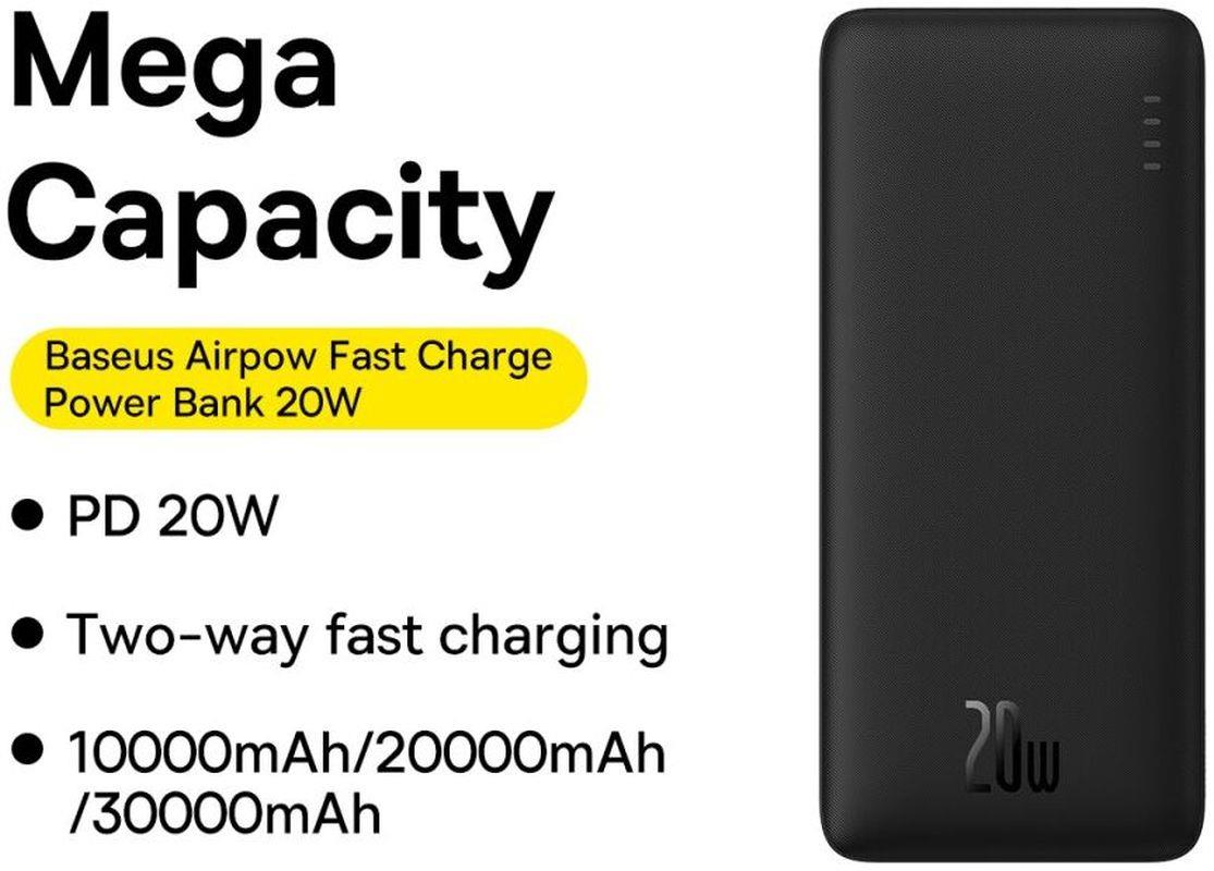 Powerbanka Baseus Airpow 30000mAh, 20W černá