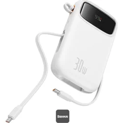 Powerbanka Baseus Qpow2 20000mAh, 30W, s káblom USB-C biela