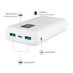 Powerbanka FIXED Zen 20 s LCD displejem a výstupem PD 20W, 20 000 mAh, bílá