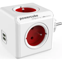 POWERCUBE multifunkční zásuvkový systém ORIGINAL USB červená