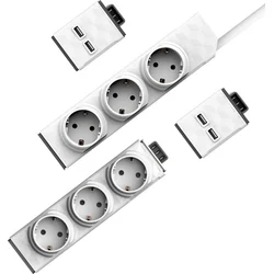 PowerStrip Modular Switch 1,5 m + Zásuvkový modul + 2x USB modul 745125025209 - Kabely + redukce