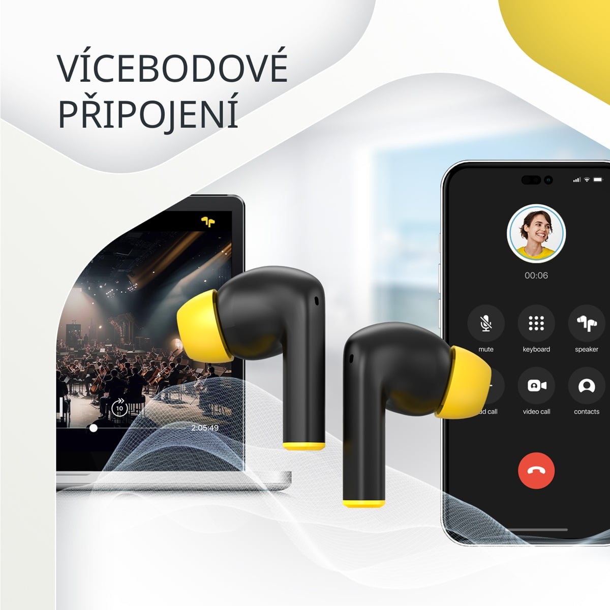Pravé bezdrôtové stereo slúchadlá Hexagon 7, biele/béžové